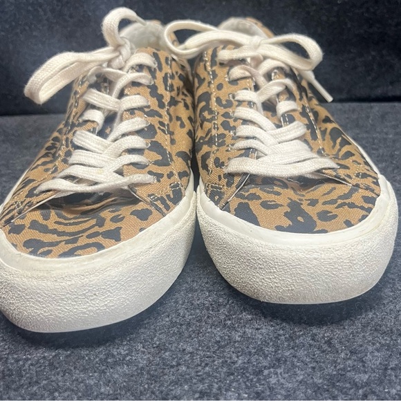 Madewell Sidewalk Sneakers Size 7 Brown White Leopard Print Low Top Lace Up - Picture 3 of 9